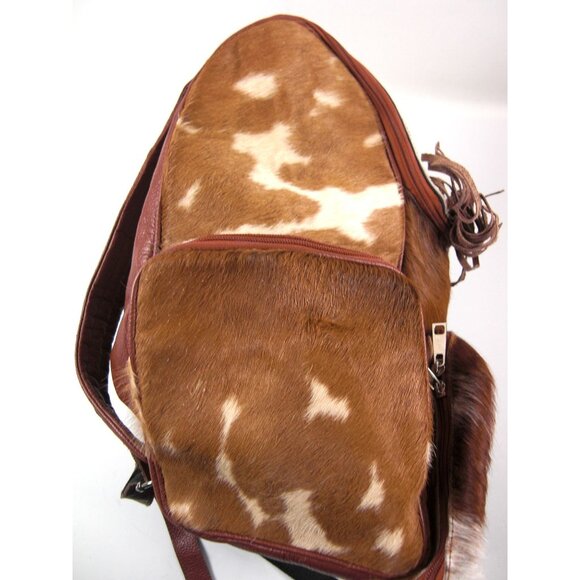 Luxury Real Cowhide Backpack for Women & Men – Hair-On Leather Cow Diaper Bag - Picture 5 of 7